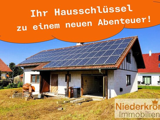 Grundstück mit Einfamilienhaus/Rohbau mit Photovoltaik-Anlage zum Kauf