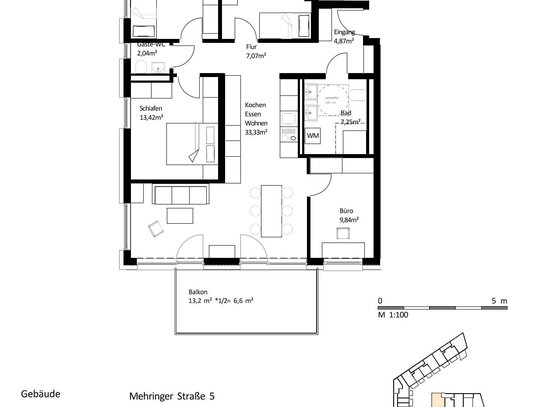 107 m² 5-Zi.-Whg. mit Balkon im Zentrum von Burghausen zum Kauf: EH40-QNG: 5% AfA + 5% Sonder-AfA & 150.000 € KfW-Kredit