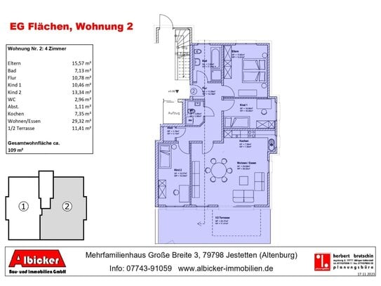 4 Zimmerwohnung EG mit Terrasse ca. 109 m² mit Lift, Klimafreundlicher Neubau- Jestetten Altenburg