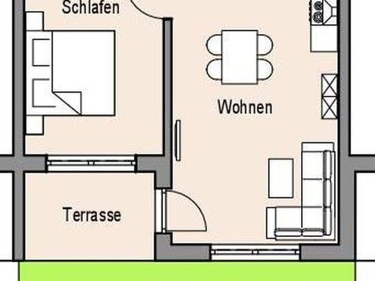 Erstbezug! Moderne 2-Zimmer-Wohnung mit kleinem Garten, Südausrichtung