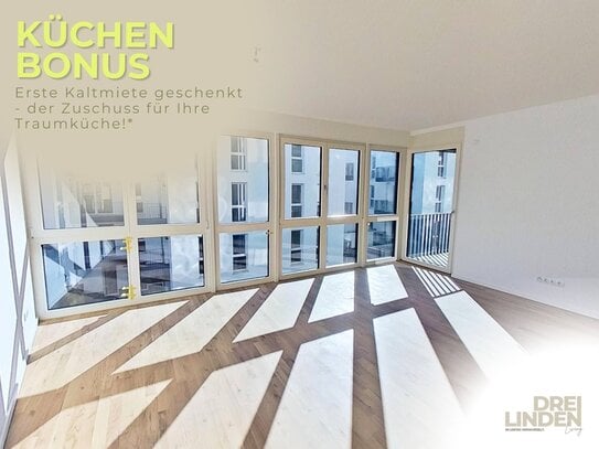 Sichern Sie sich Ihren KÜCHENZUSCHUSS: Lichtdurchflutete 3-Zimmer-Wohnung mit BALKON im Neubauprojekt DREILINDEN Living