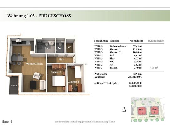 3 Zimmer EG Neubau-Eigentumswohnung 1.03