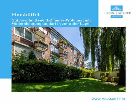 Gut geschnittene 3-Zimmer-Wohnung mit Modernisierungsbedarf in zentraler Lage von Eimsbüttel!