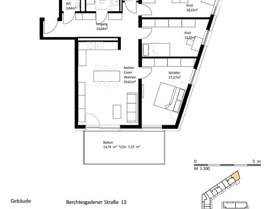 113 m² 4-Zi.-Whg. mit Balkon im Zentrum von Burghausen zum Kauf: EH40-QNG: 5% AfA + 5% Sonder-AfA & 150.000 € KfW-Kredit