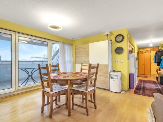 Geräumige 3-4-Zi.-Wohnung mit Garage in Knielingen - Dachterrasse mit Ausblick in die Natur