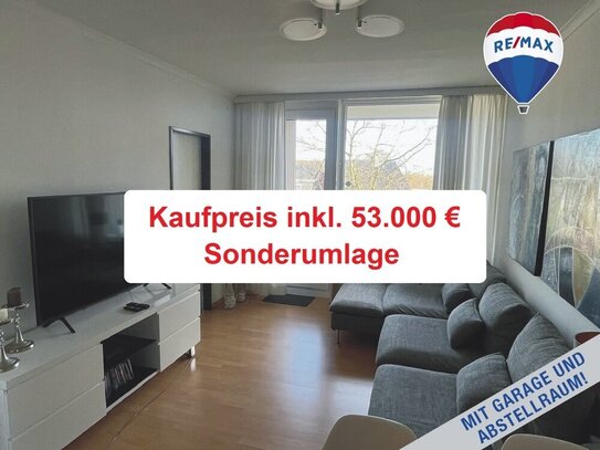 Kaufpreis inkl. Sonderumlage von 53.000 €, Garage und Abstellraum mit Fenster!