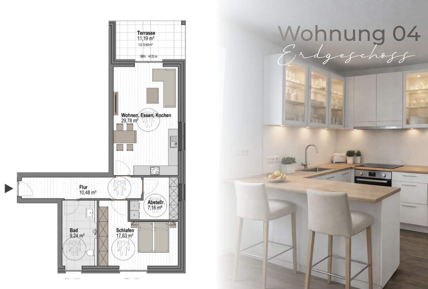 Immobilie in Lemförde - KFW-40-förderfähige 2-Zimmer Erdgeschosswohnung in Lemförde - Haus 3 - - Bild 0