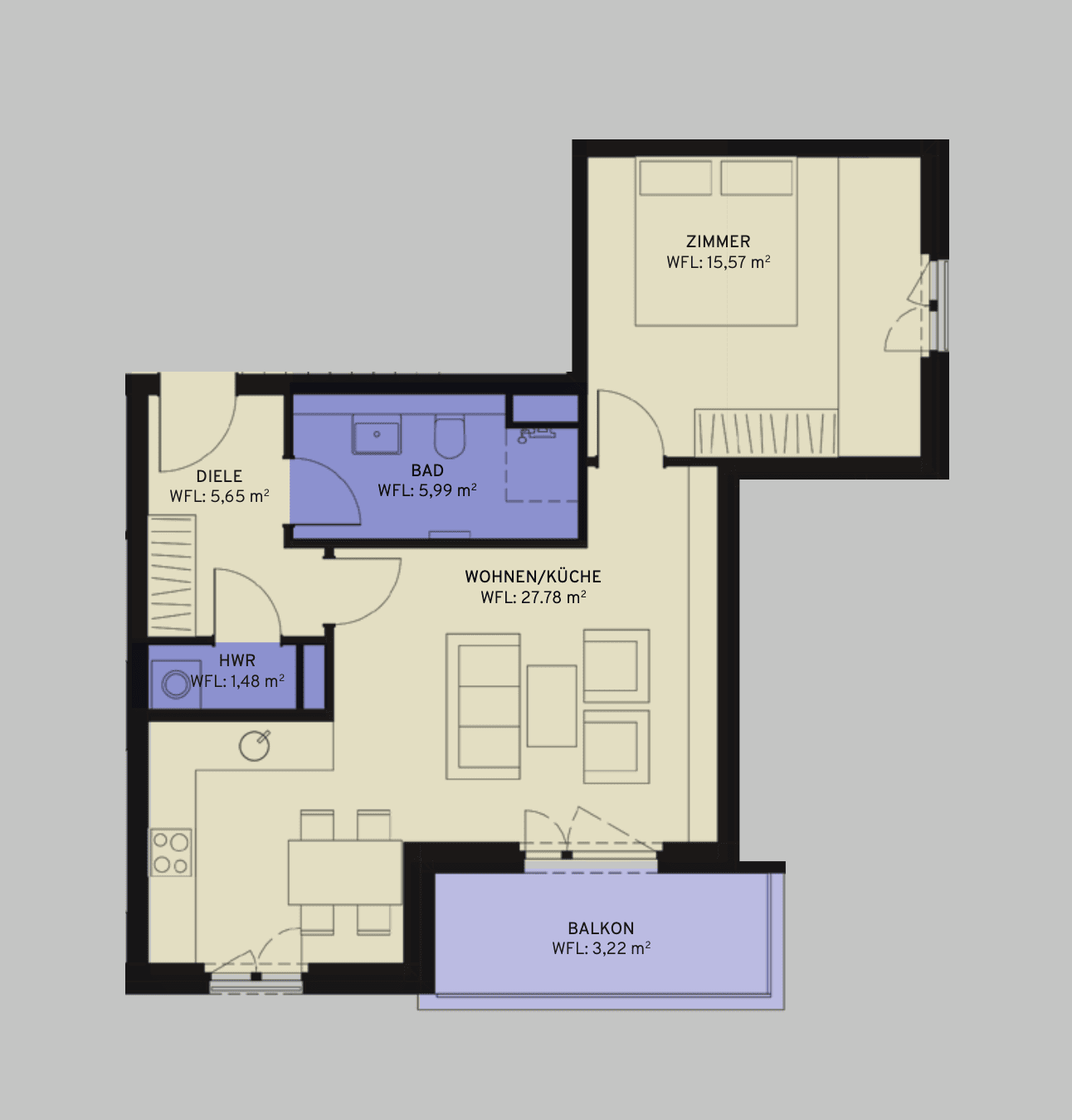 Moderne ruhige 2-Zimmer Wohnung mit Balkon in zentraler Lage - Foto 1