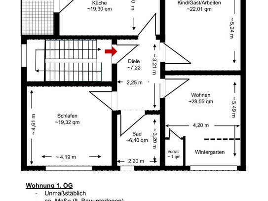 KO-Metternich, Trierer Str., 1. OG, 3 Zimmer, Küche, Bad, Balkon, große Garage