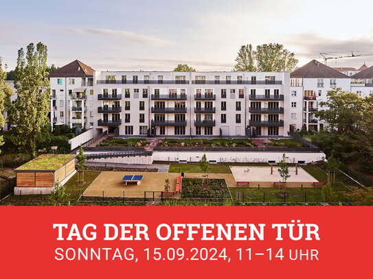 Fertige Neubauwohnung mit offenem, großem Balkon, EBK und 2 Bädern