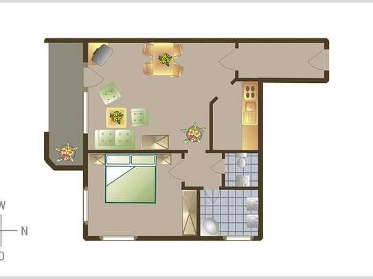 Geschmackvolle 2-Raum-Wohnung