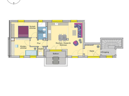 Dachgeschosswohnung mit Südausrichtung auf der einen und freien Blick auf der anderen Seite A4.5