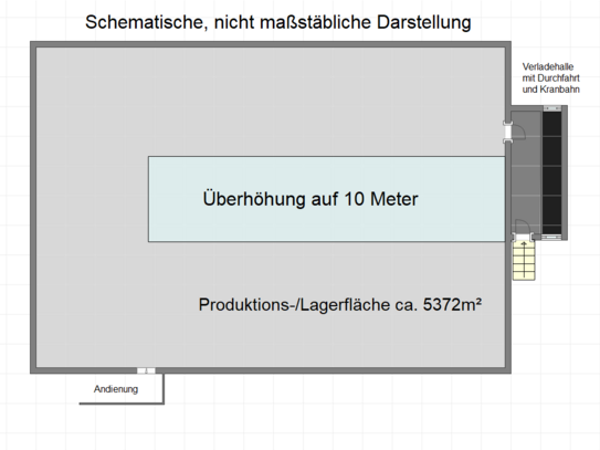 5372 m² Produktions-/Lagerfläche mit 10 m Überhöhung auf ca. 1000 m²