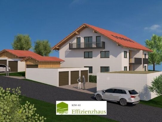 * Neubauprojekt in Drachselsried * Attraktive 3-Zimmer-ETW, KfW40, EG mit Terrasse, Garten und Garage