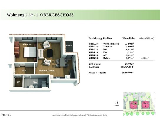 2 Zimmer 1. OG Neubau-Eigentumswohnung 2.29