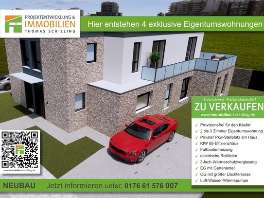 KUBUS NEUBAUPROJEKT in Braunschweig • 3 Zimmerwohnung mit Pkw-Stellplatz & mit Gartenanteil