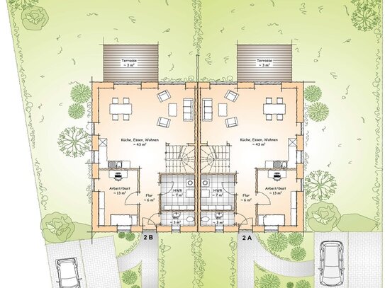 Exklusive Doppelhaushälfte in grüner Lage