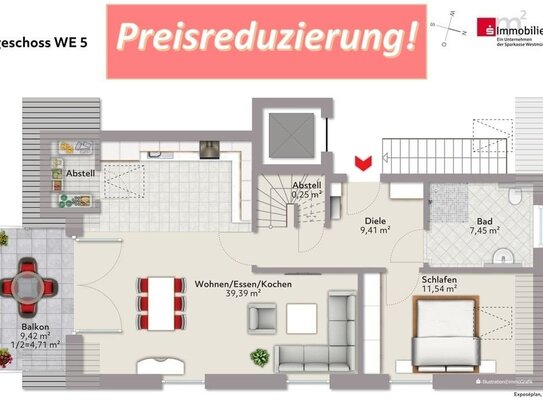 REDUZIERT! Eckernkamp-Neubau 3-Zim.-DG/SB-Wohnung mit Balkon