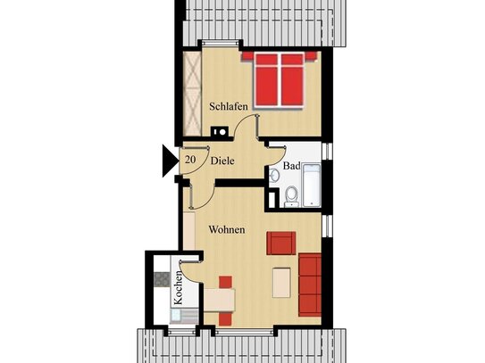 3% Rendite / 2 - Zimmer Wohnung in Oberschleißheim/ fußläufig zur S - Bahn