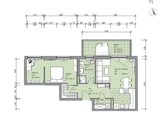 Charmante 2- Zimmer-Wohnung mit Büroecke und Balkon