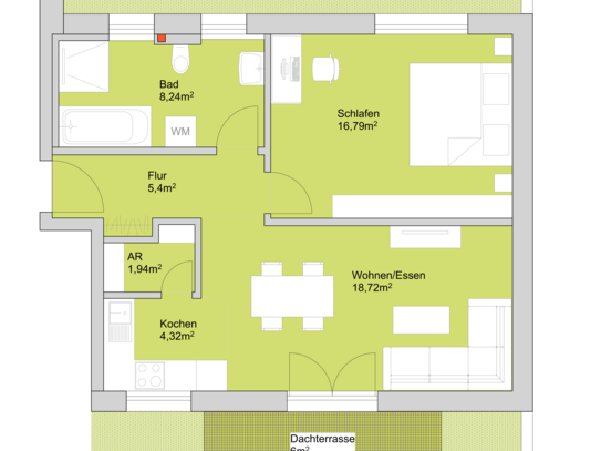 Loft-Wohnung mit 2 Zimmern - Dachterrasse 3.OG - Wunschgrundriss möglich - bezugsfertig 2025