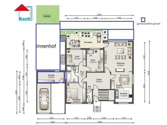 5-Zimmerwohnung in Malsch (EG) mit Gartennutzung