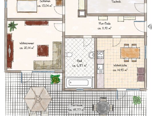 ++Terrassenwohnung mit Weitblick zvm., 79qm, 2,5 Zi.++