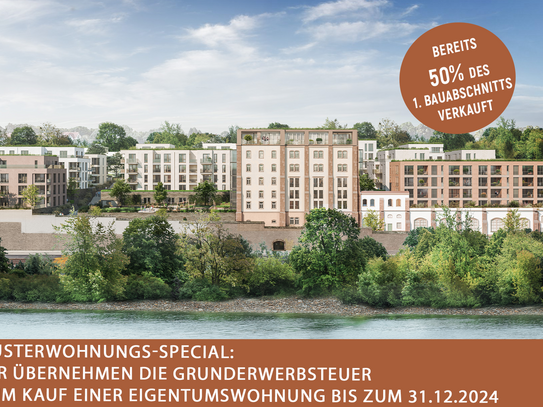 *MUSTERWOHNUNGS-SPECIAL* Wohnen als tägliches Vergnügen - Modernes Penthouse mit 60 m² großer Dachterrasse mit Rheinbli…