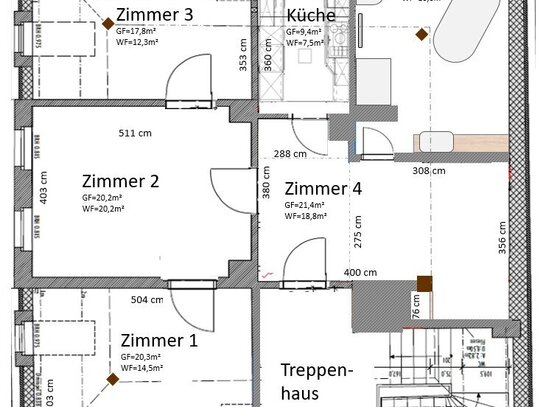 Schöne Dachgeschoßwohnung in ruhiger Wohnlage mit Gartennutzung