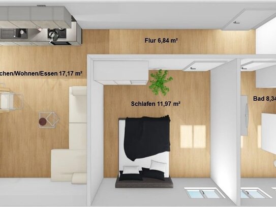 Erstbezug mit Balkon und Einbauküche: Exklusive 2-Zimmer-Dachgeschosswohnung in Train