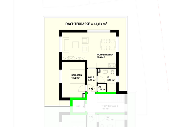 Neubau: 2-Zimmer Dachgeschoss mit Dachterrasse in Steinen - Höllstein Nr.15