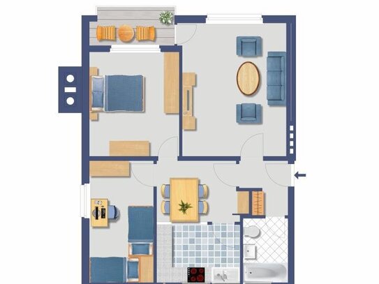 Vermietete 3 Zimmer Wohnung in zentraler Lage