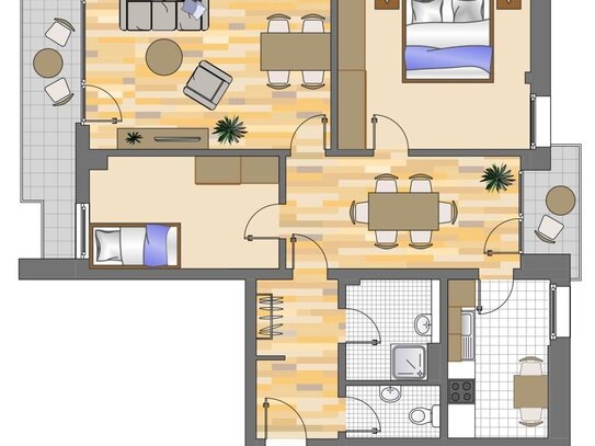 Lichtdurchflutete und renovierte Etagenwohnung mit Aufzug in Düsseldorf-Hassels