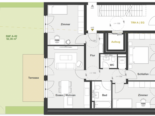 A-02 Erdgeschoss - 4-Zimmer Garten Wohnung mit Terrasse