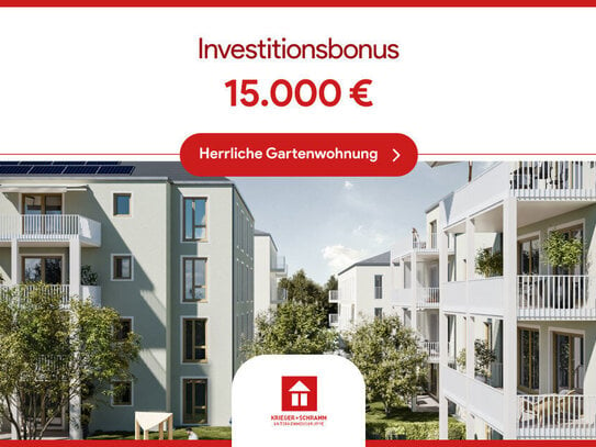 15.000 € Bonus: Gartenwohnung mit Süd-Terrasse, Tageslicht-Badezimmer und optimalem Grundriss