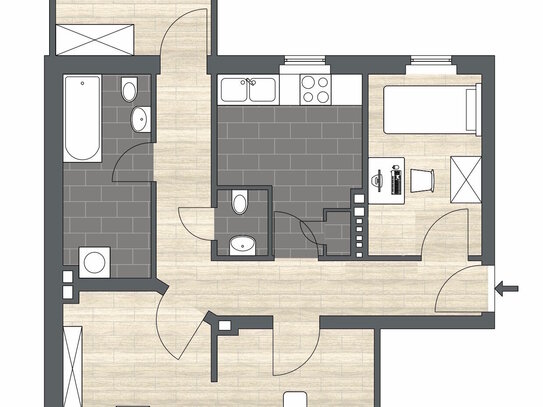 Stadtfeld-Ost: 3 Zimmer I modernes Bad mit Wanne I Einbauküche möglich I Aufzug vorhanden