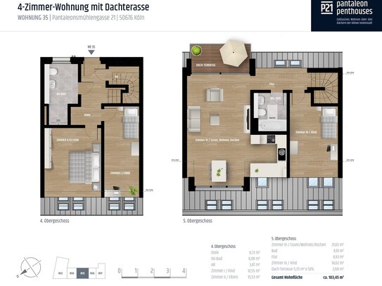 Exklusive 4 Zimmer Penthouse-Maisonettewohnung im Herzen Kölns, Neubau - Erstbezug