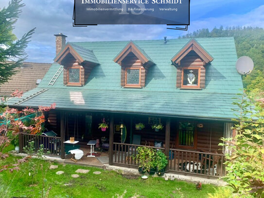 Gepflegtes Einfamilienhaus (amerikanisches Blockhaus) auf einem schön angelegten Grundstück in Schalksmühle (Strücken)