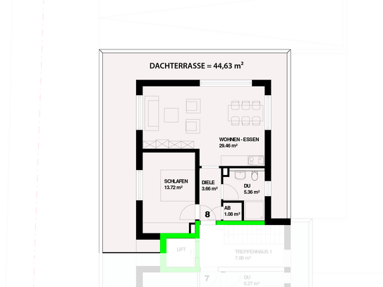 Neubau: 2-Zimmer Dachgeschoss mit Dachterrasse in Steinen - Höllstein Nr.8