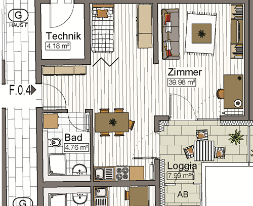 1-Zimmer Wohnung (Single Flat) in Neu-Ulm zu vermieten