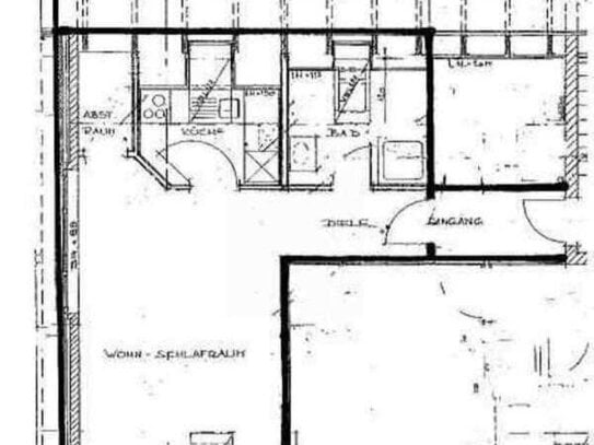 1-Zimmer-Wohnung, 30 m², separate Küche, Badezimmer mit Fenster