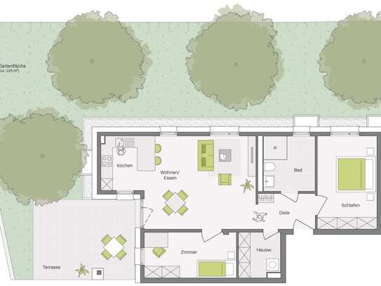 3 - Zimmerwohnung mit Gartenanteil im "Betreuten Wohnen" in Aldingen