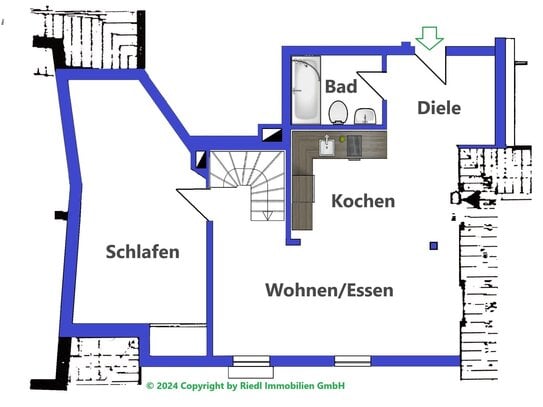 Gepflegte 2-Zimmer-Wohnung mit Spitzboden in zentraler Lage von Weisendorf