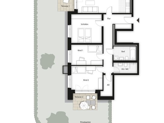 Verkaufsstart | Großzügige 4-Zimmer-Wohnung mit zwei Terrassen und eigenem Garten