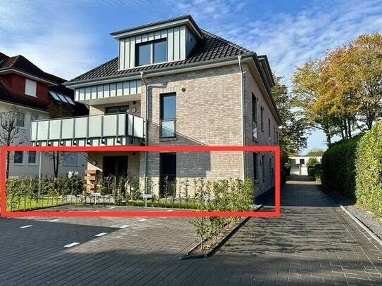 Top ausgestattete Erdgeschoss-Wohnung mit Design- Einbauküche und großer Terrasse mit eigenem Gartenanteil in zentraler…