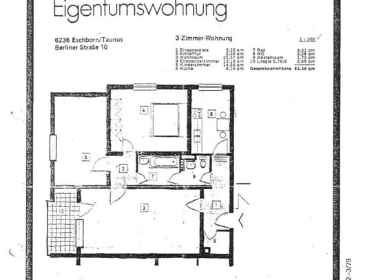 Eschborn-West, helle 3-ZW, 82 m², energetisch saniert, familienfreundlich, West-Balkon