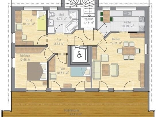 Moderne 4 Zi. Penthouse-Wohnung mit gr. Dachterrasse, 2 TG- und 1 Außenstellpl.