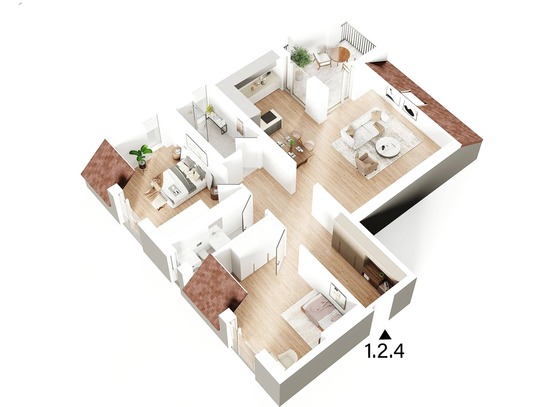 Moderne 3-Zimmer Neubauwohnung mit Balkon - Neubau - 1.2.4