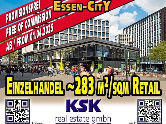 Essen-City, Einzelhandelsfläche / Retail space ~283 m² /sqm EG + UG / Ground floor + Basement