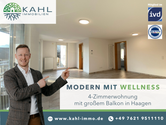 Moderne 4-Zimmerwohnung mit Sauna und großem Balkon in ruhiger Lage